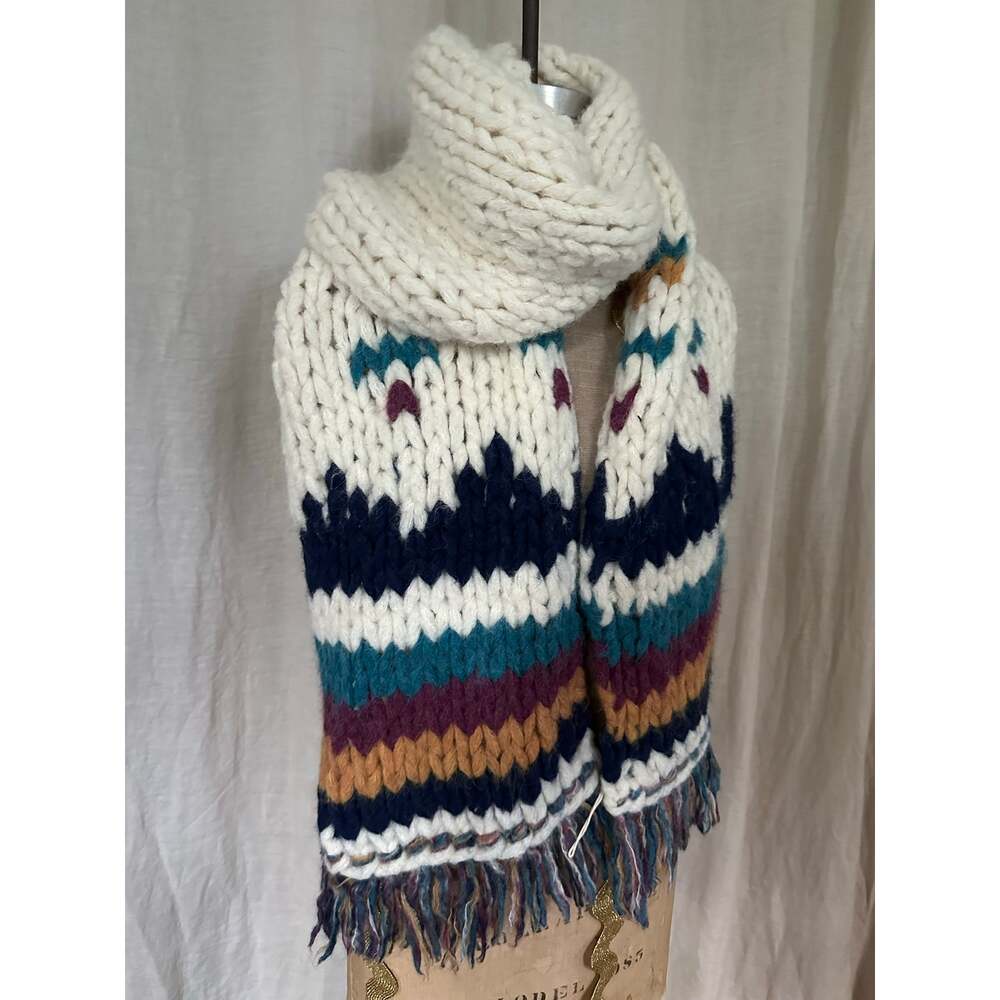 Faherty x B. Yellowtail Chunky Hand-Knit Alpaca Scarf oversized native new 12x80 - Picture 6 of 11
